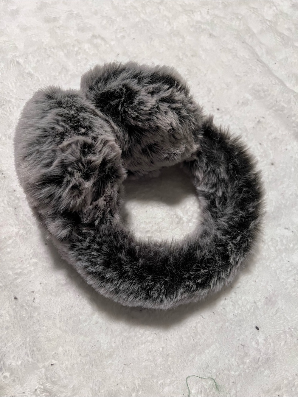 Faux Fur Hair Scrunchie - Charcoal Gray